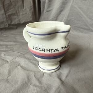 Vintage "Locanda Ticinese Lucerna" Restaurant Swiss Ceramic Creamer Dish 4" Tall